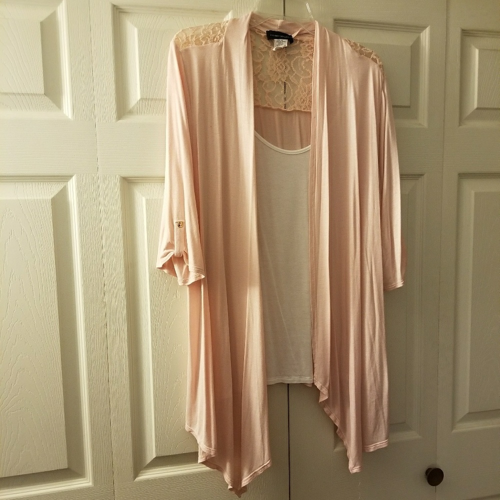 Soft Pink women's 2x top with shoulder lace back